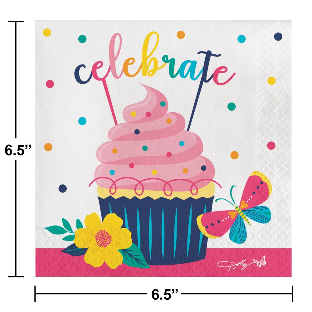 192ct Bulk Dolly Parton Blossoming Beauty "Celebrate" 2 Ply Luncheon Napkins