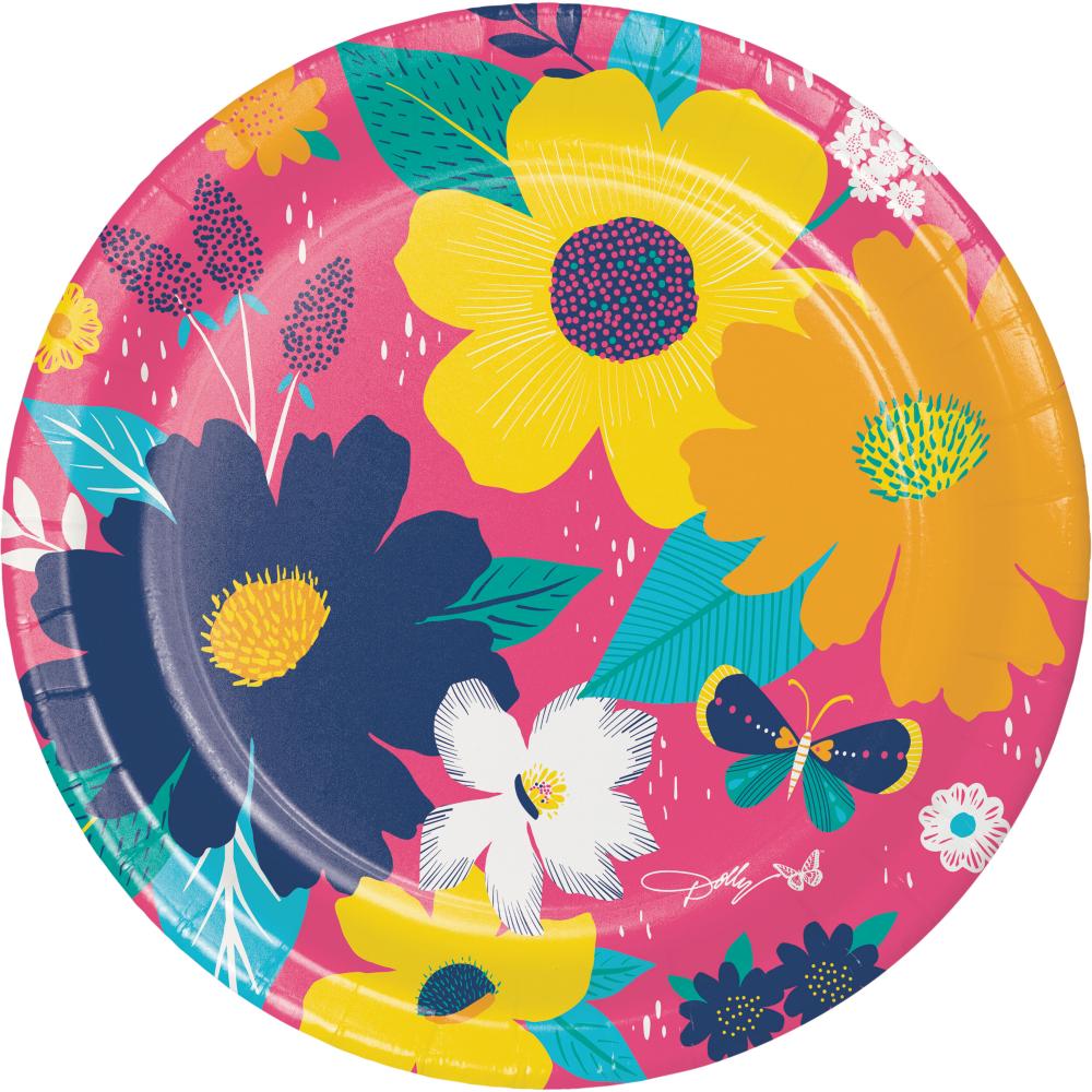 96 pc Bulk Dolly Parton Blossoming Beauty Paper 6.75" Dessert Plates