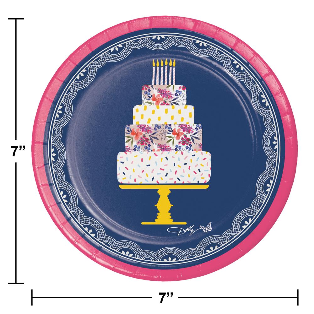 96ct Bulk Dolly Parton Celebrate Floral 7" Paper Dessert Plates