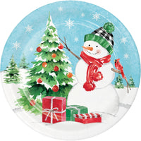 96 pc Bulk Snowflakes and Snowmen 6.75 Inch Dessert Plate