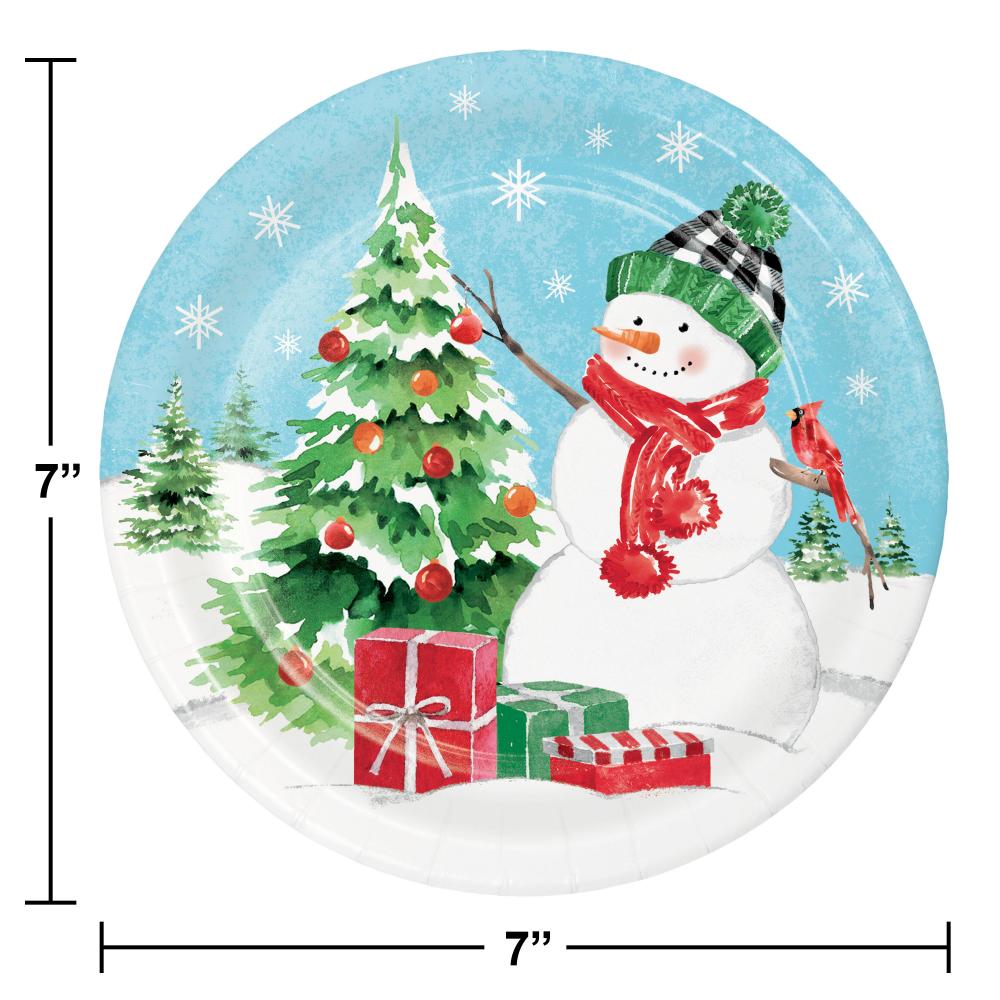 Bulk Case of Snowflakes and Snowmen 6.75 Inch Dessert Plate