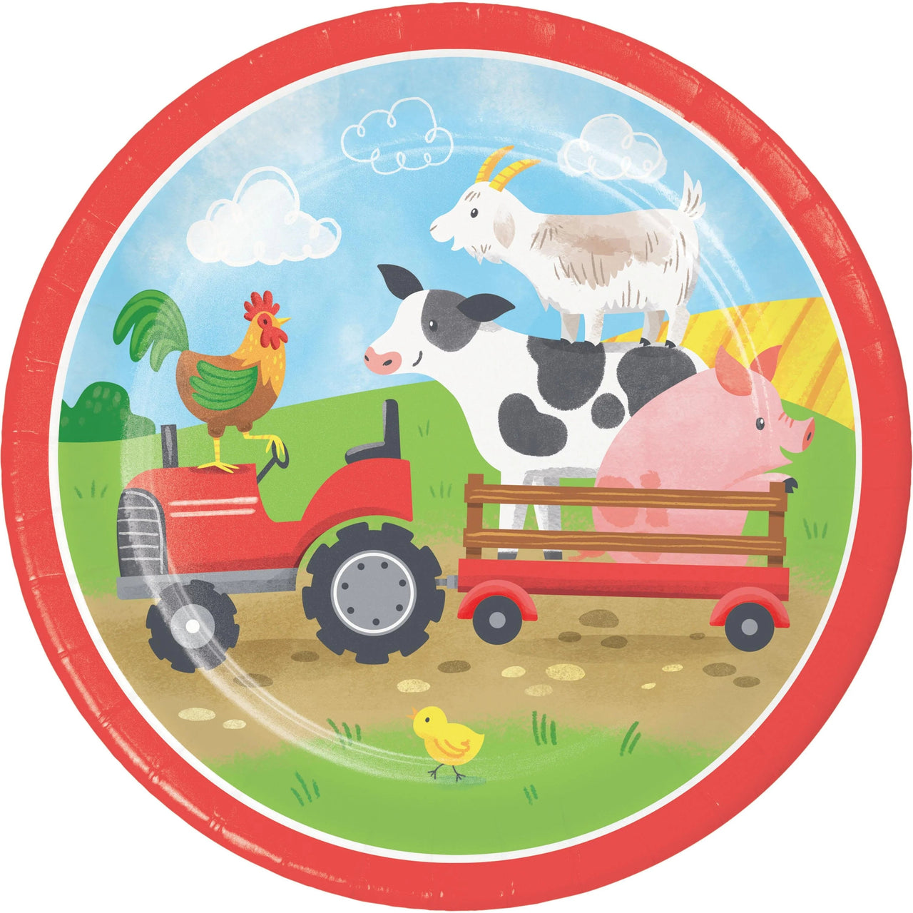96 pc Bulk Farm Animals 6.75 Inch Dessert Plate
