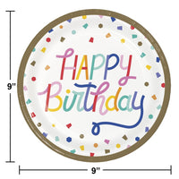 Bulk Case of Birthday Confetti 8.75 Inch Dinner Plate
