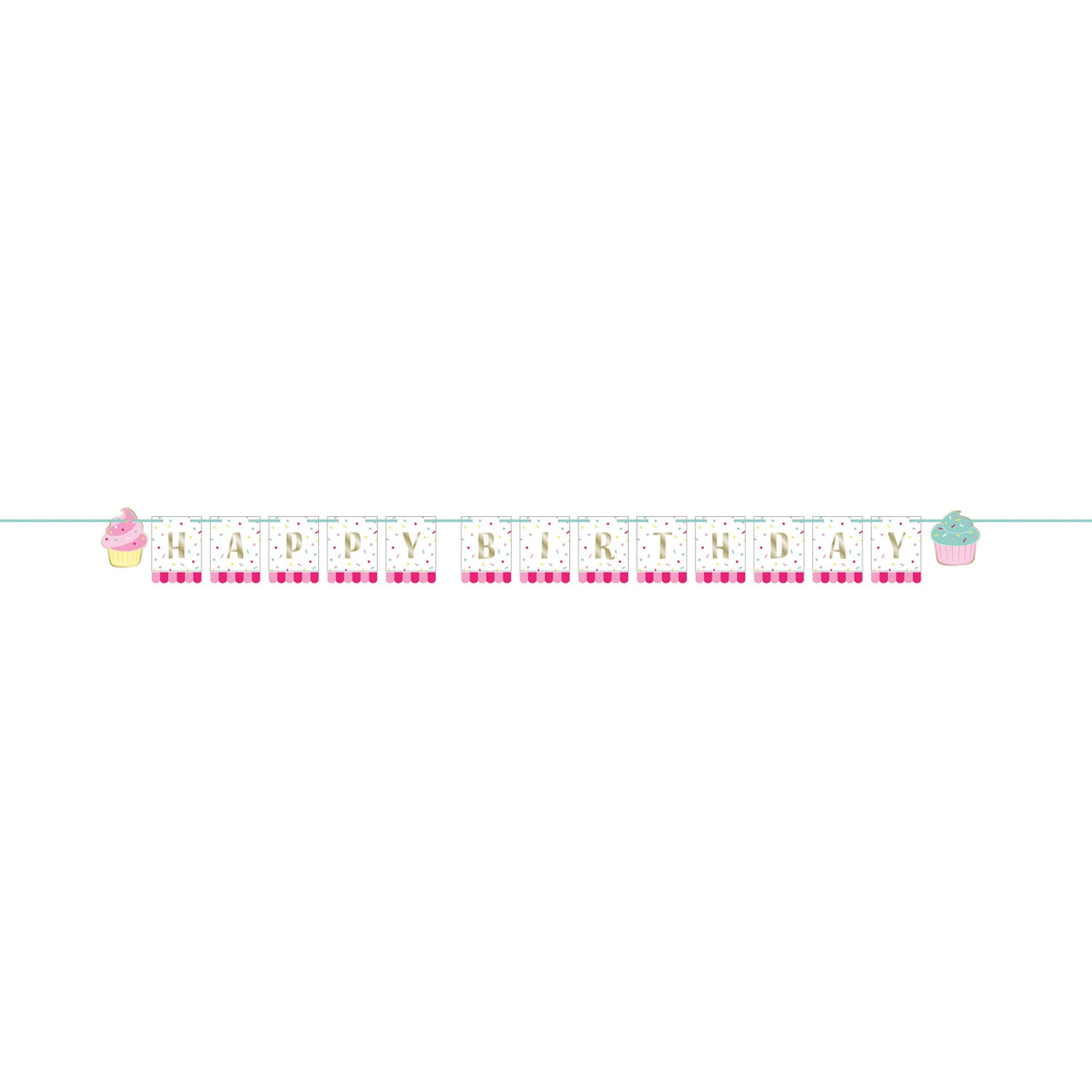 12 pc Bulk Bakery Sweets Shaped Banner w/ Ribbon, Foil