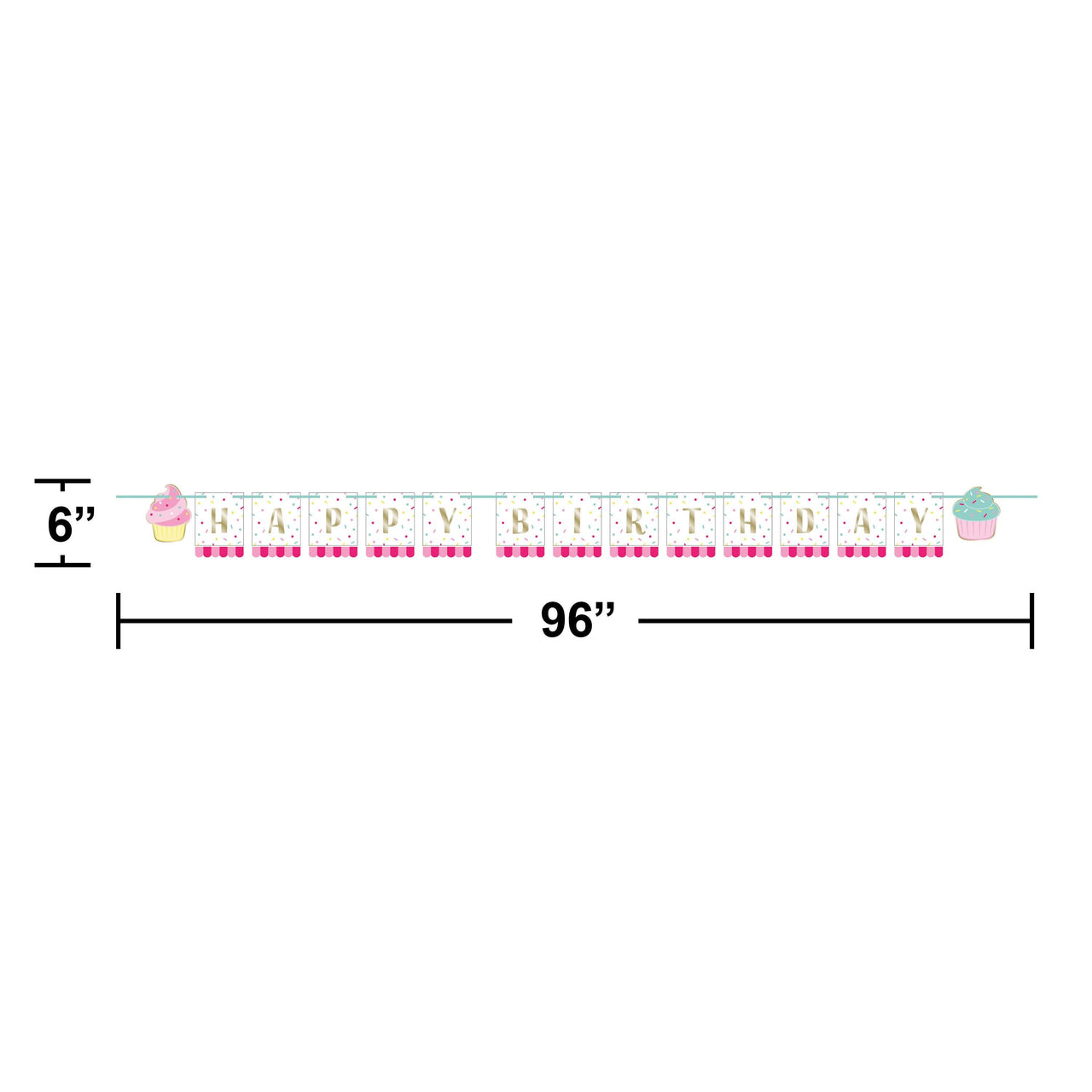 Bulk Case of Bakery Sweets Shaped Banner w/ Ribbon, Foil