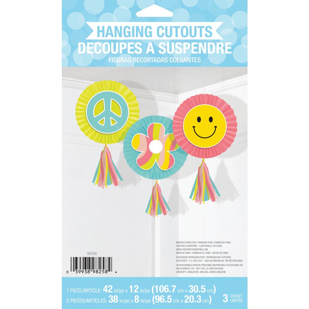 Flower Power Paper Fans w/ Tassels (3/Pkg)