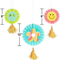 Flower Power Paper Fans w/ Tassels (3/Pkg)