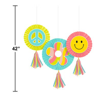 Flower Power Paper Fans w/ Tassels (3/Pkg)