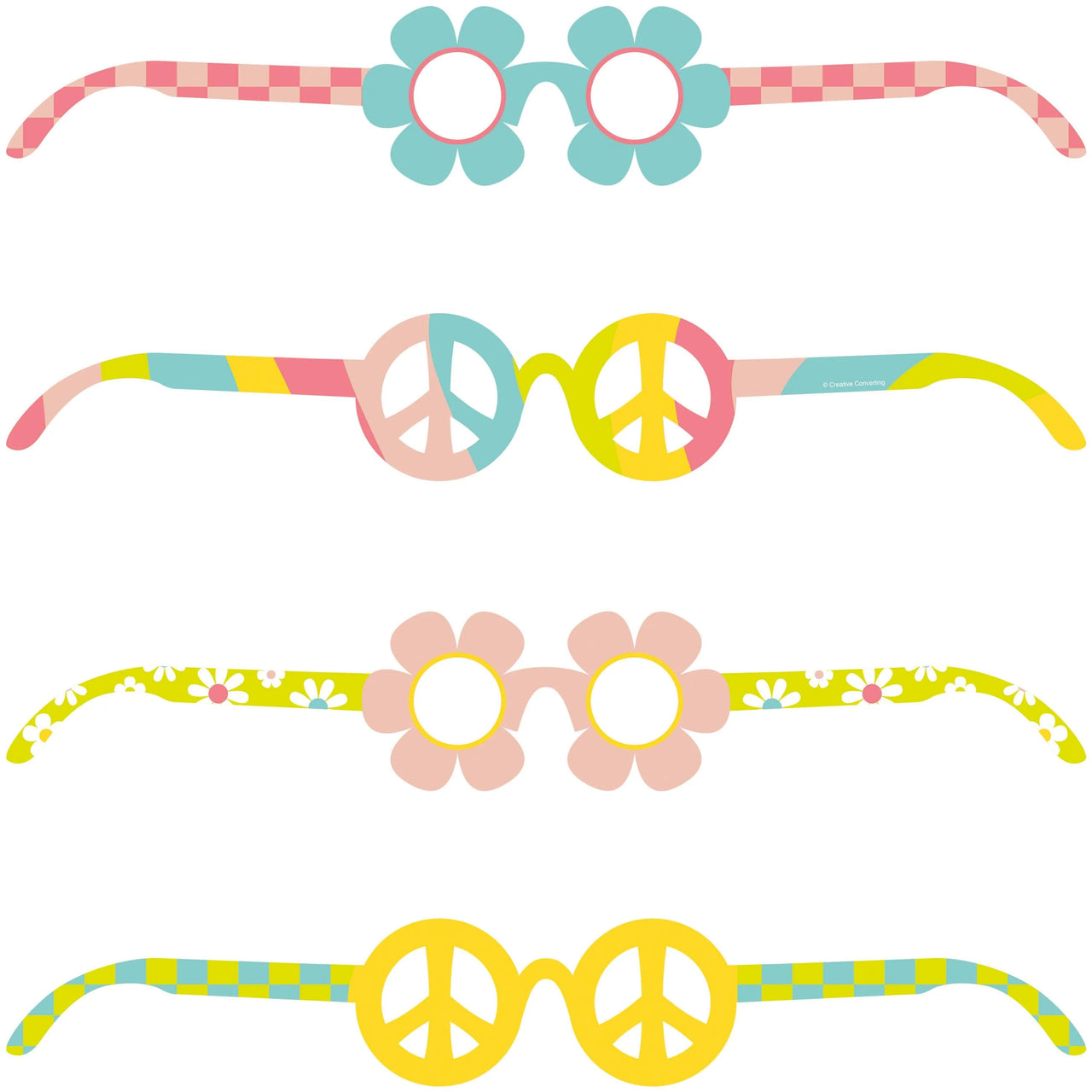 24 pc Bulk Flower Power Paper Glasses