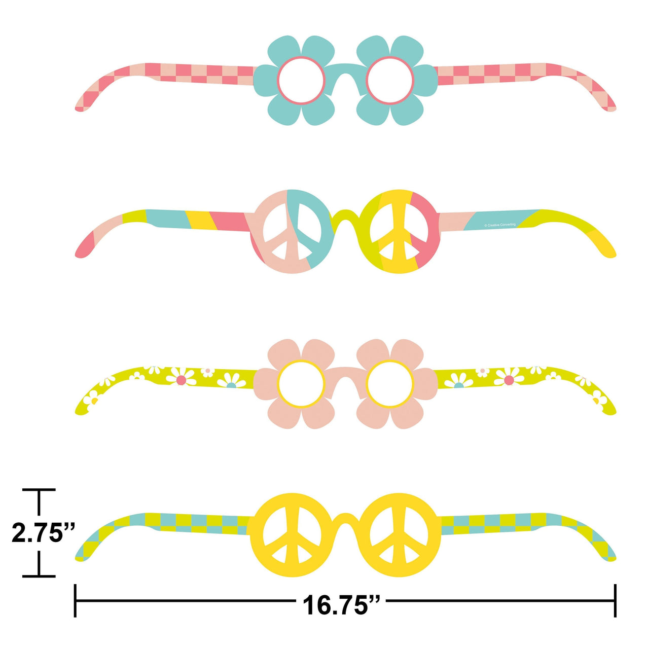 Bulk Case of Flower Power Paper Glasses