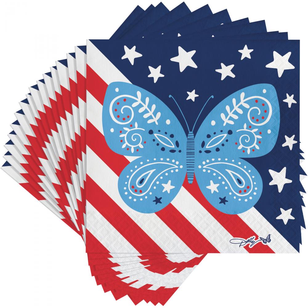 192 pc Bulk Dolly Parton Patriotic Butterflies Napkins