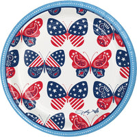 96 pc Bulk Dolly Parton Patriotic Butterflies Dessert Plates