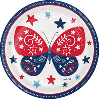 96 pc Bulk Dolly Parton Patriotic Butterflies Paper Dinner Plates