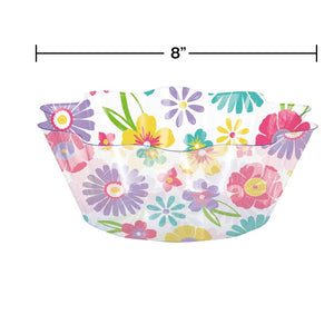 Spring Florals 8" Fluted Plastic Bowl (1/Pkg)