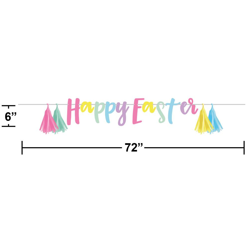 "Happy Easter" Cardstock Banner w/ Tissue Tassels (1/Pkg)