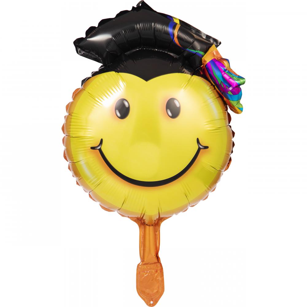10 pc Bulk Smiley Face Emoji Foil Graduation Balloons