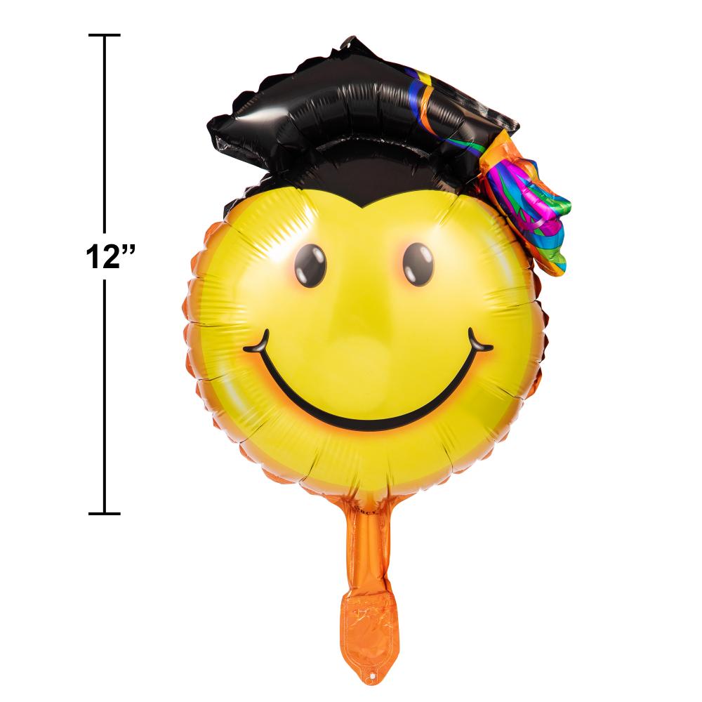 Smiley Face Emoji Foil Graduation Balloons (Case of 10) by Creative Converting
