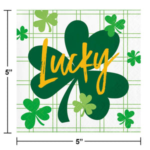 Shamrock and Roll 2 Ply Beverage Napkin, Happy St Patricks Day (16/Pkg) by Creative Converting