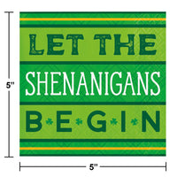 192ct Bulk Shamrock and Roll 2 Ply Beverage Napkin, Shenanigans