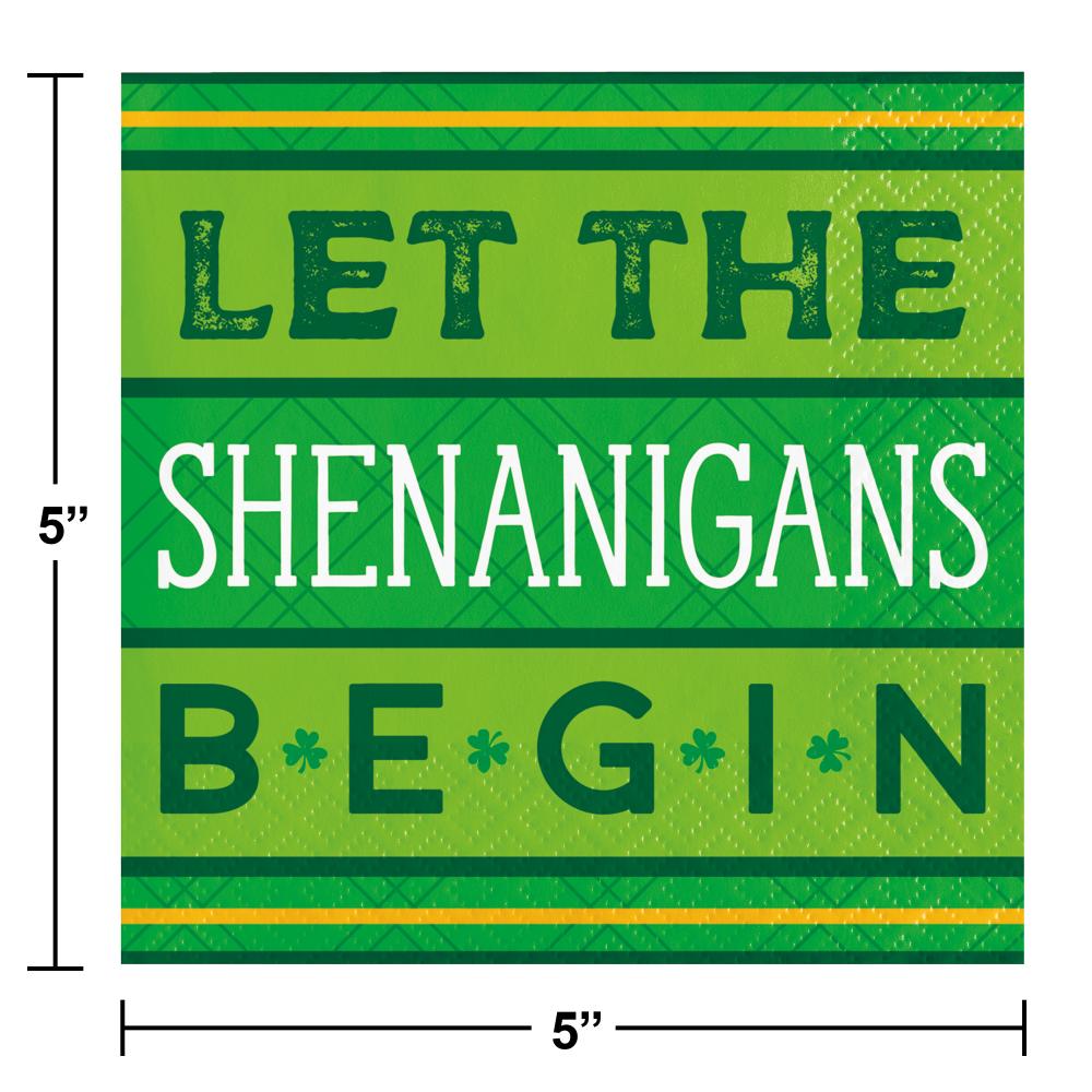 192ct Bulk Shamrock and Roll 2 Ply Beverage Napkin, Shenanigans