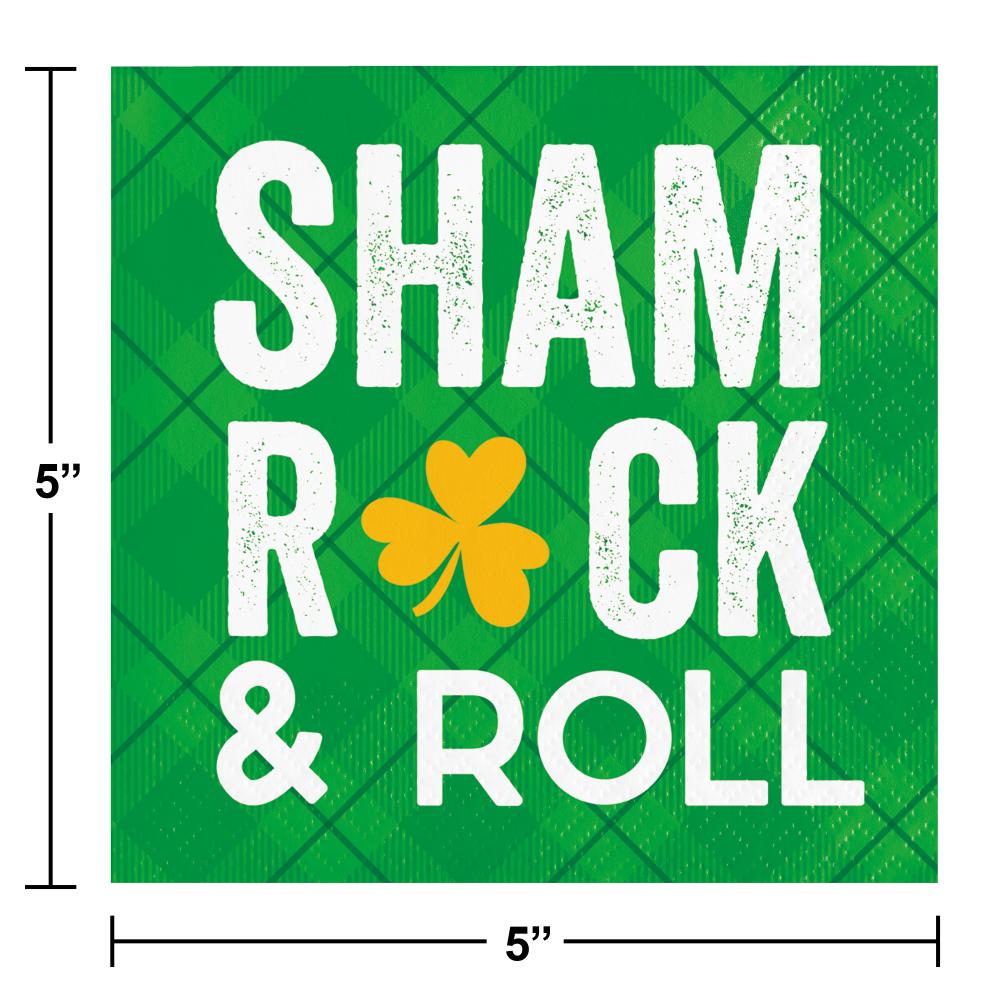 Bulk Shamrock and Roll "Lucky" 2 Ply Beverage Napkin (Case of 192)