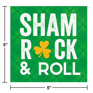 Shamrock and Roll 2 Ply Beverage Napkin, Lucky (16/Pkg) by Creative Converting