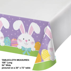 Bowtie Bunny Paper Tablecover Border Print, 54" x 102" (1/Pkg) by Creative Converting
