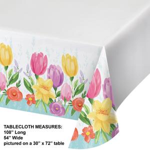 Tulip Blooms Paper Tablecover Border Print, 54" x 102" (1/Pkg) by Creative Converting