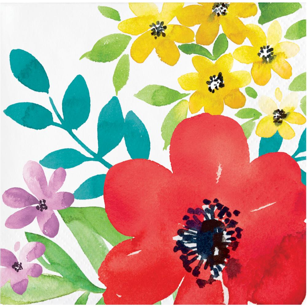 192 pc Bulk Spring Poppies 2 Ply Beverage Napkin