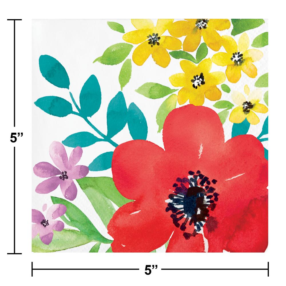 192ct Bulk Spring Poppies 2 Ply Beverage Napkin