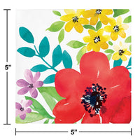 192ct Bulk Spring Poppies 2 Ply Beverage Napkin