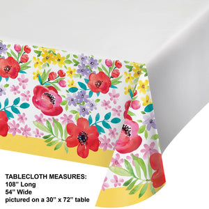 Spring Poppies Paper Tablecover Border Print, 54" x 102" (1/Pkg)