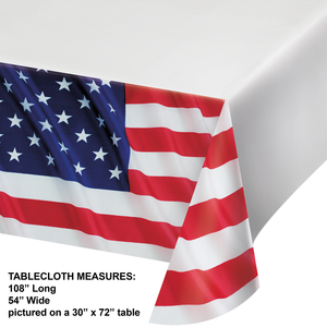 Stars and Stripes Paper Tablecover Border Print, 54" x 102" (1/Pkg) by Creative Converting