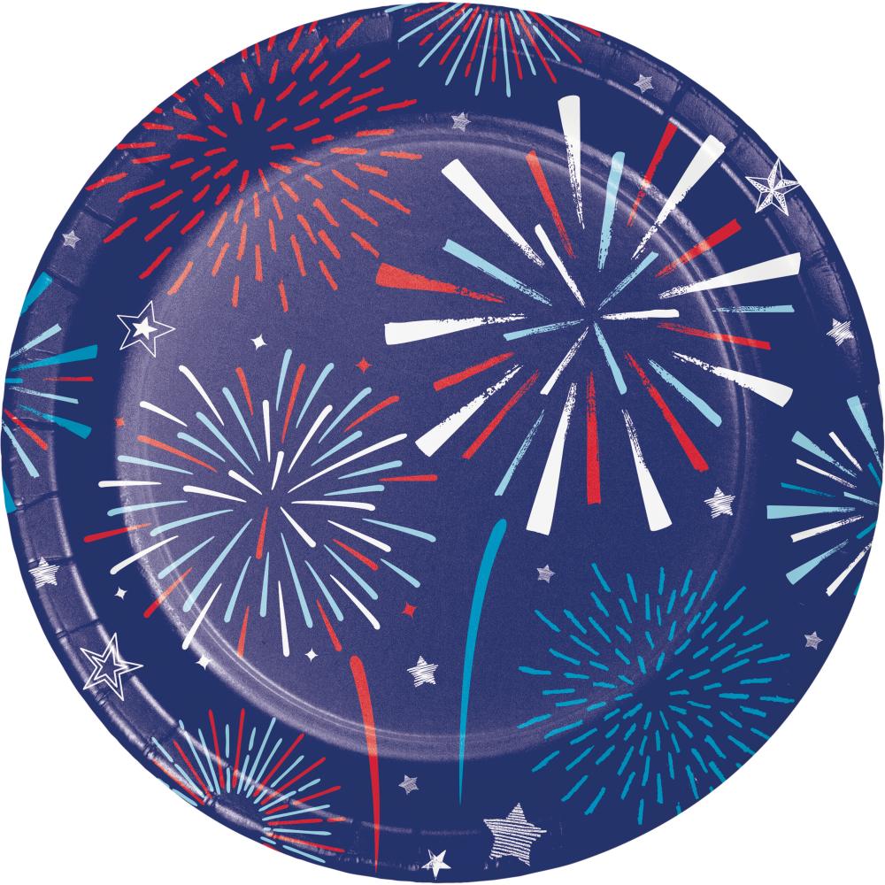 96 pc Bulk Patriotic Party Paper 8.75" Dinner Plate