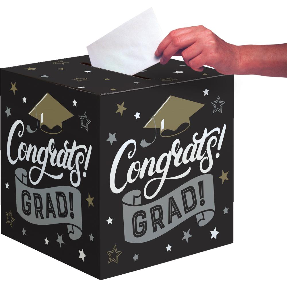 6 pc Bulk Grad Glamor Square Card Box 12"x12", Party Accessory