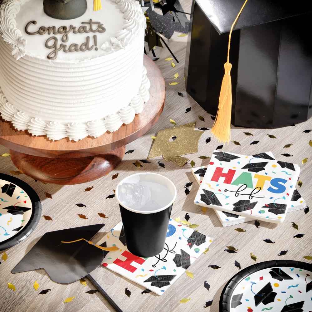 Grad Cap Toss 2 Ply "Hats Off" Beverage Napkin (16/Pkg) by Creative Converting