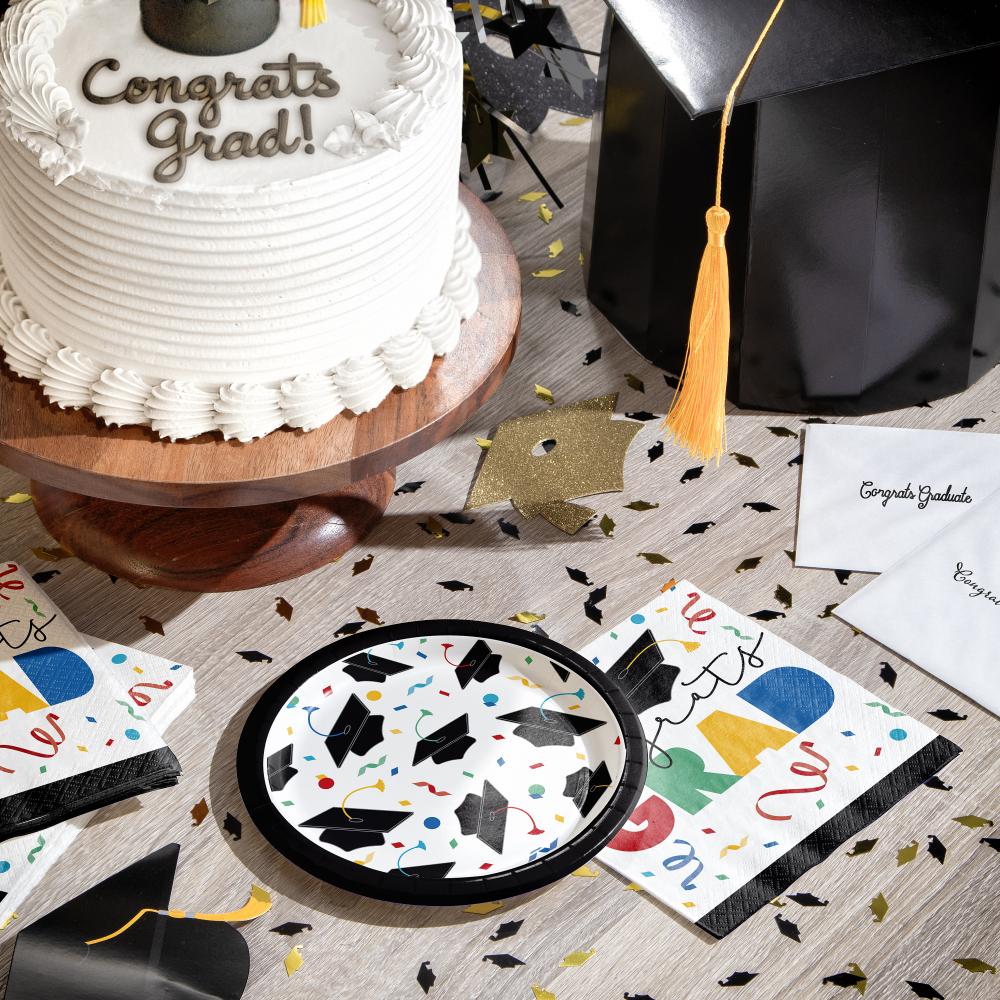 Grad Cap Toss Paper Dessert Plate (8/Pkg) by Creative Converting