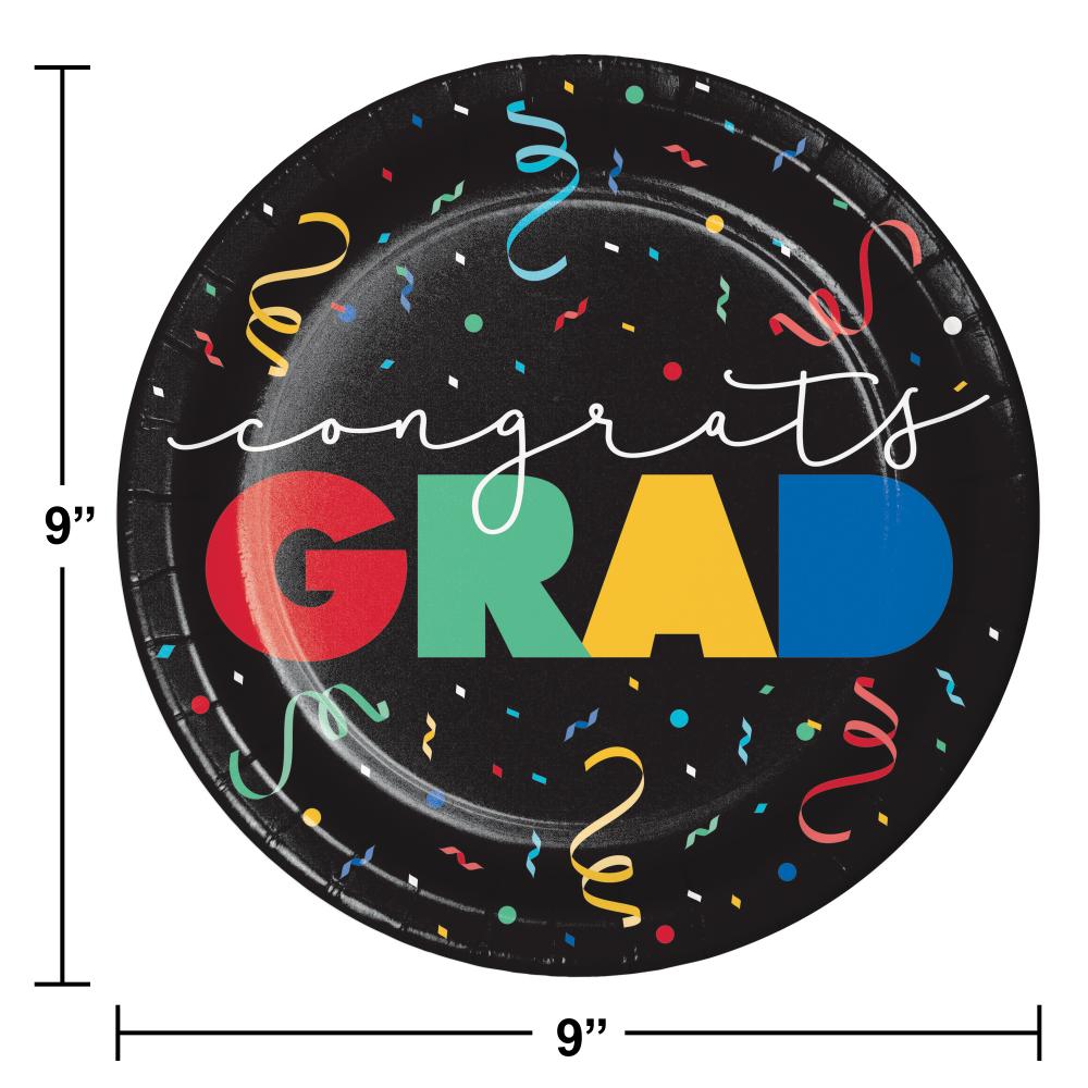 Grad Cap Toss Paper Dinner Plate (8/Pkg) by Creative Converting