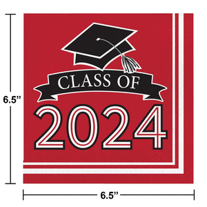 Graduation Class of 2024 2Ply Luncheon Napkin Classic Red (36/Pkg)