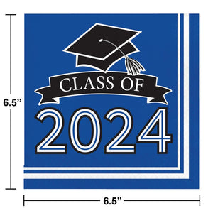 Graduation Class of 2024 2Ply Luncheon Napkin Cobalt (36/Pkg)