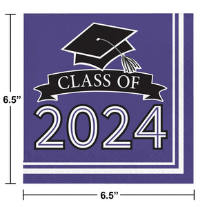 Graduation Class of 2024 2Ply Luncheon Napkin Purple (36/Pkg)