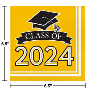 Graduation Class of 2024 2Ply Luncheon Napkin Yellow (36/Pkg)