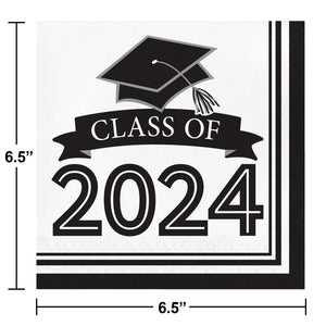 Graduation Class of 2024 2Ply Luncheon Napkin White (36/Pkg)