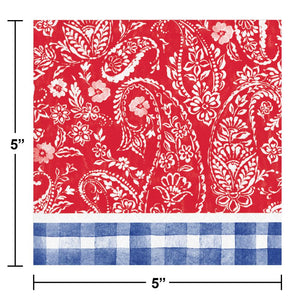 Picnic Paisley and Plaid 2 Ply Beverage Napkin (16/Pkg) by Creative Converting