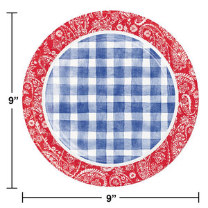 Picnic Paisley and Plaid Paper Dinner Plate (8/Pkg) by Creative Converting