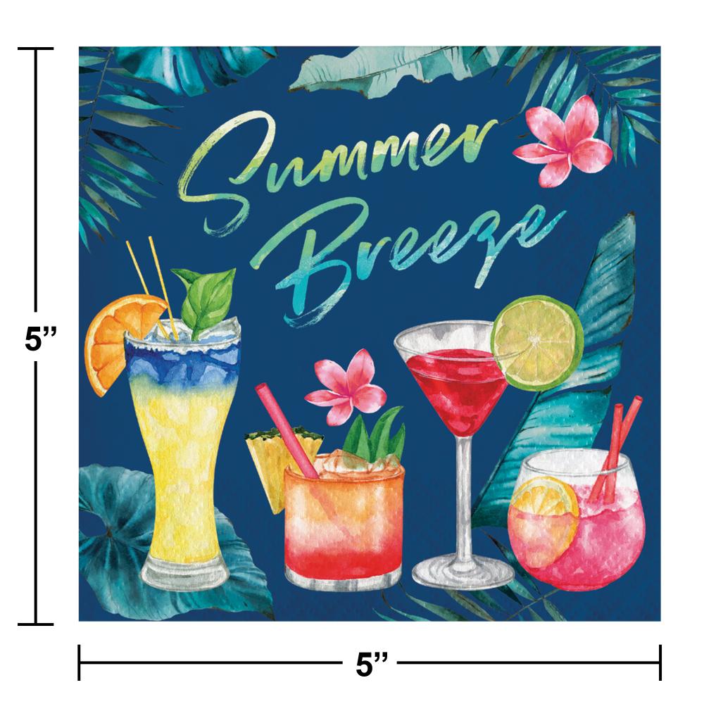 192ct Summer Breeze Themed Paper Beverage Napkins