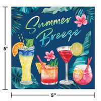 192ct Summer Breeze Themed Paper Beverage Napkins
