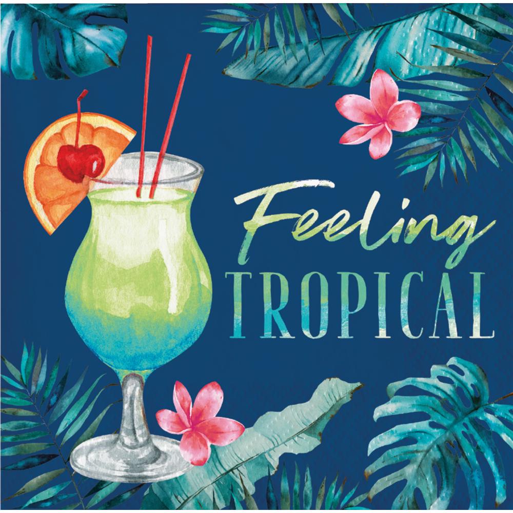 192 pc Bulk Summer Breeze "Feeling Tropical" Beverage Napkins, Paper