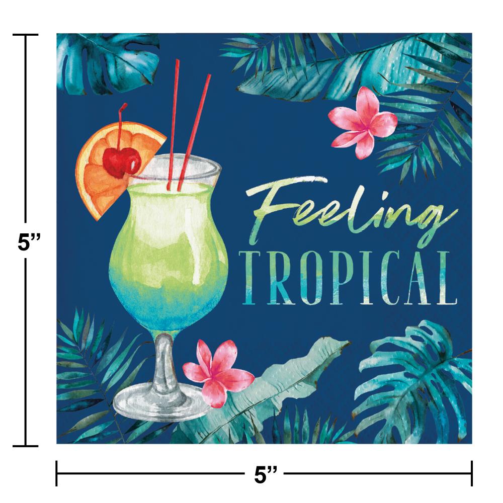 192ct Summer Breeze "Feeling Tropical" Beverage Napkins, Paper