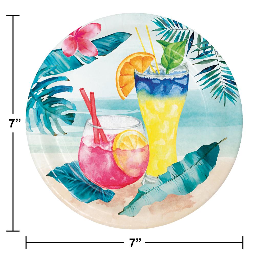 96 pc Bulk Summer Breeze 6.75" Paper Dessert Plates, Sunny Design